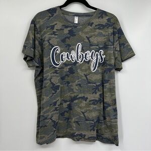 L.A.T Apparel Camouflage Cowboys Crewneck Cursive Script Graphic Casual T-shirt